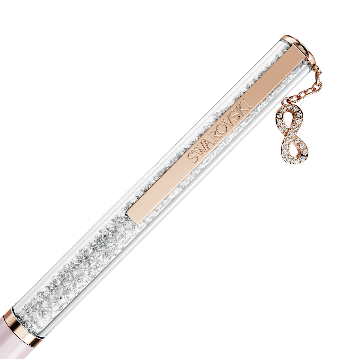 Crystalline Silk ballpoint pen, Infinity, Pink lacquered, Rose gold-tone plated