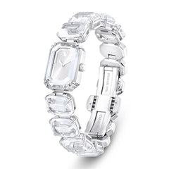 Watch, Octagon cut bracelet, White, Stainless steel