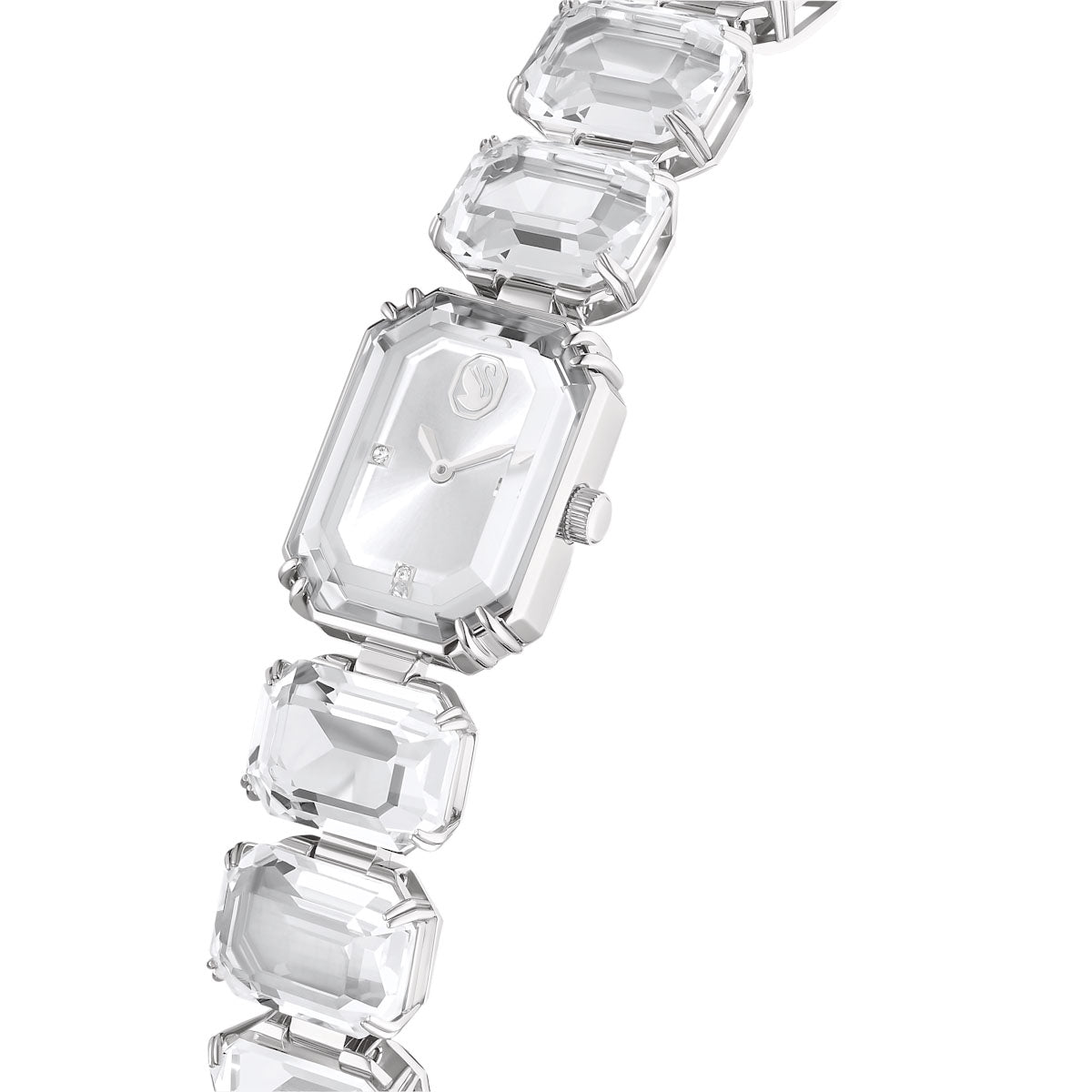 Watch, Octagon cut bracelet, White, Stainless steel
