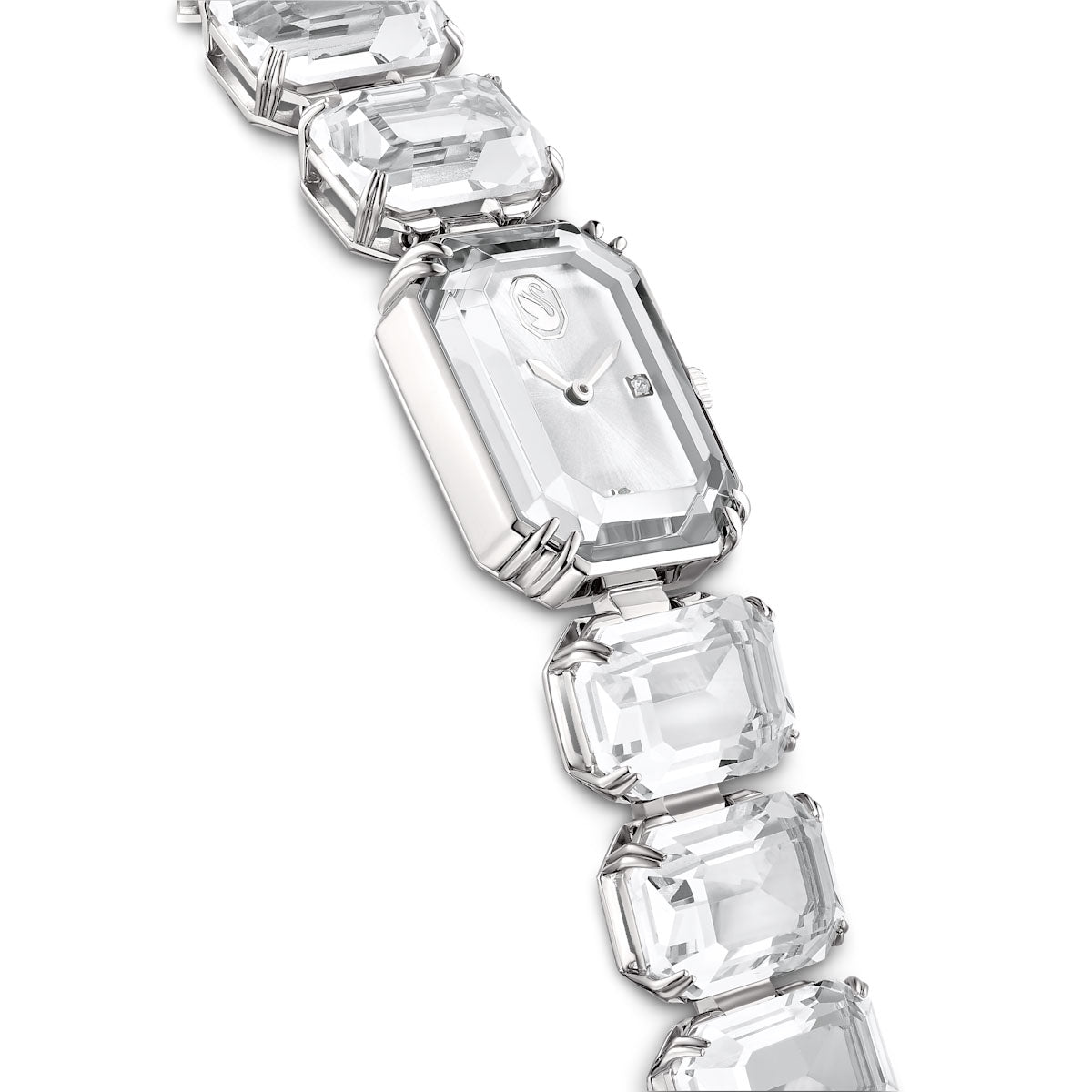 Watch, Octagon cut bracelet, White, Stainless steel