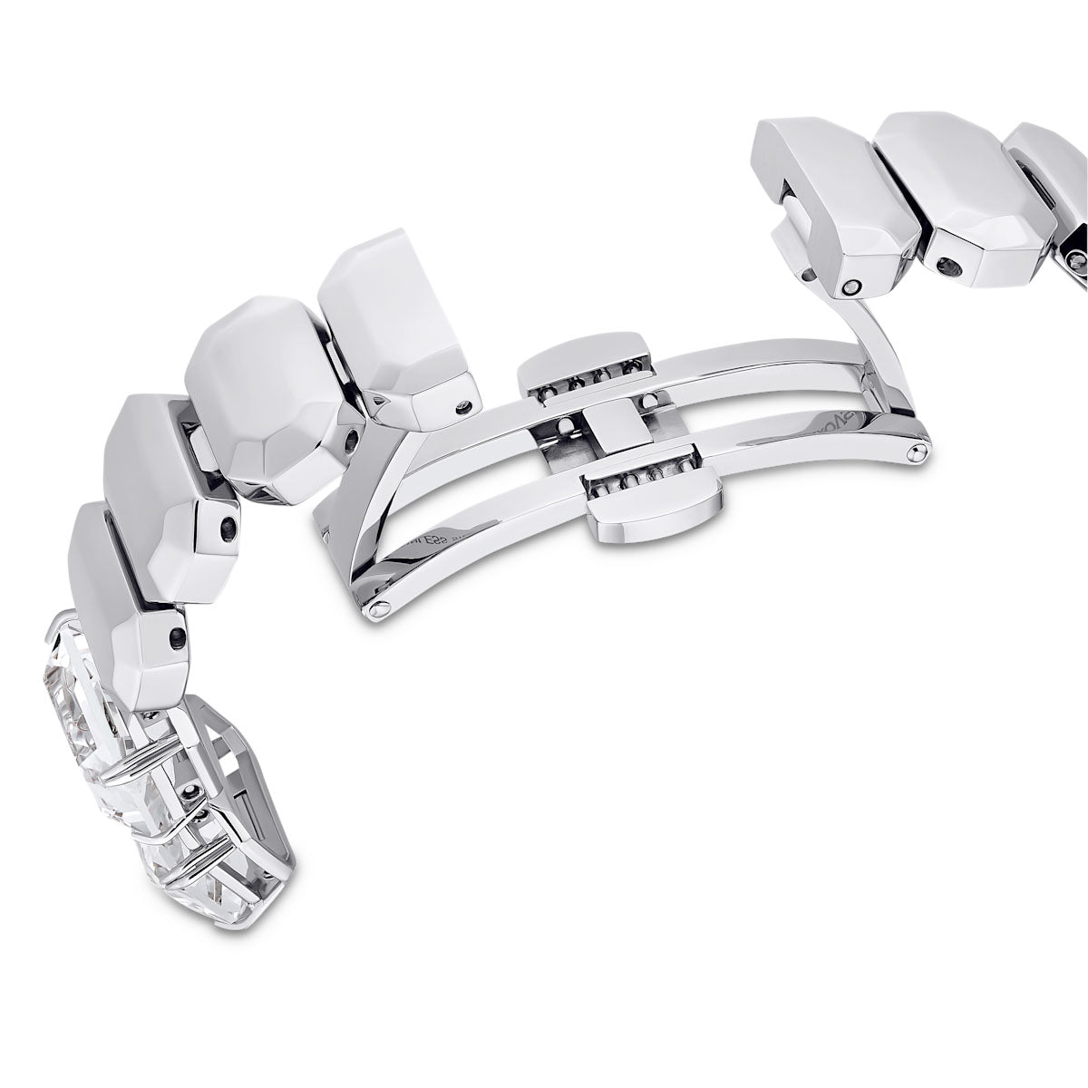 Watch, Octagon cut bracelet, White, Stainless steel