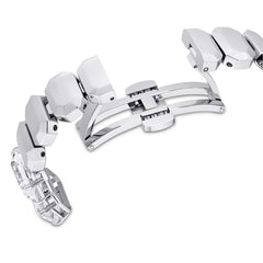 Watch, Octagon cut bracelet, White, Stainless steel