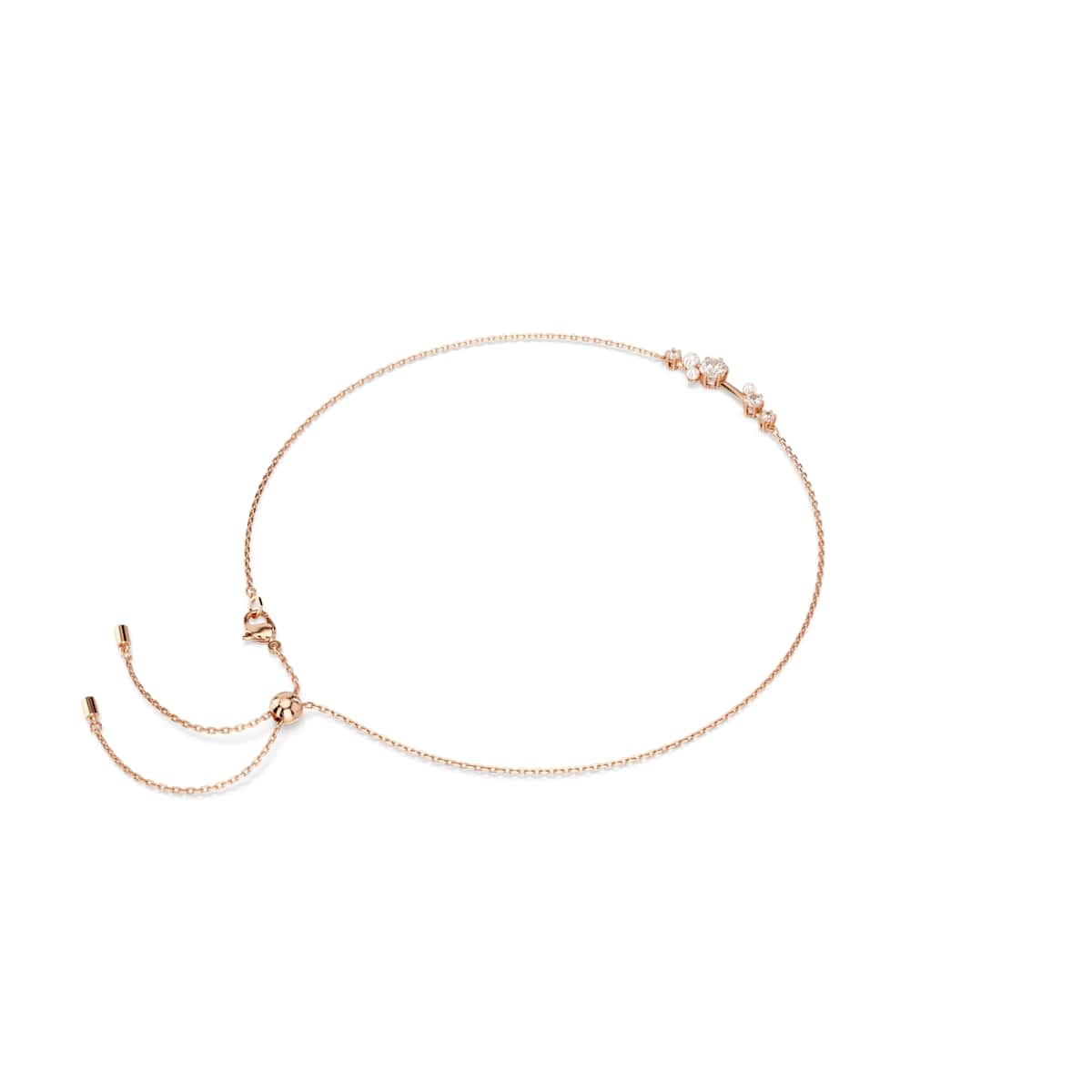 Constella necklace, Crystal pearl, Round cuts, White, Rose gold-tone plated