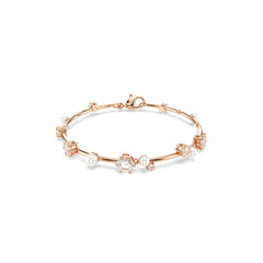 Constella Tennis bracelet, Crystal pearl, Round cuts, White, Rose gold-tone plated