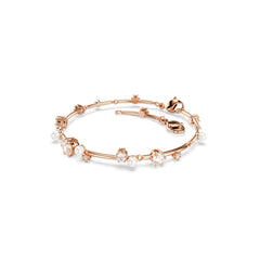 Constella Tennis bracelet, Crystal pearl, Round cuts, White, Rose gold-tone plated