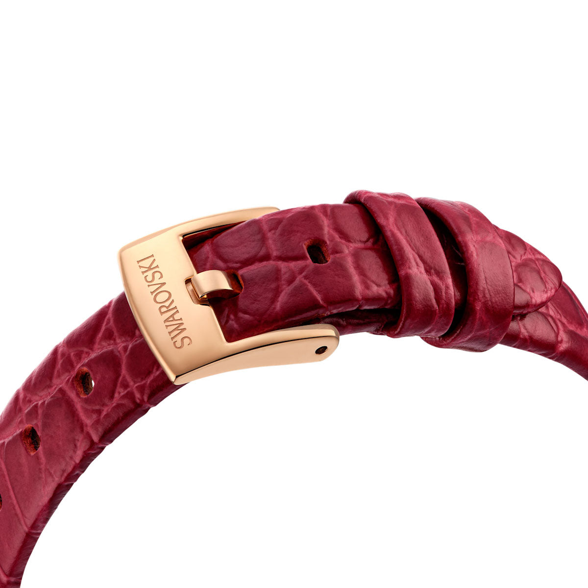 Dextera Octagon watch, Swiss Made, Leather strap, Red, Rose gold-tone finish