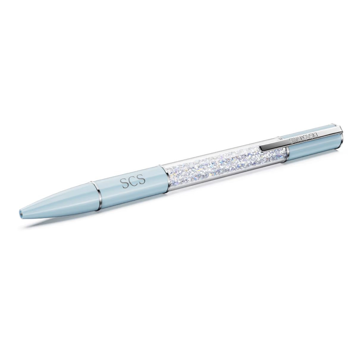Crystalline ballpoint pen Blue, Chrome plated