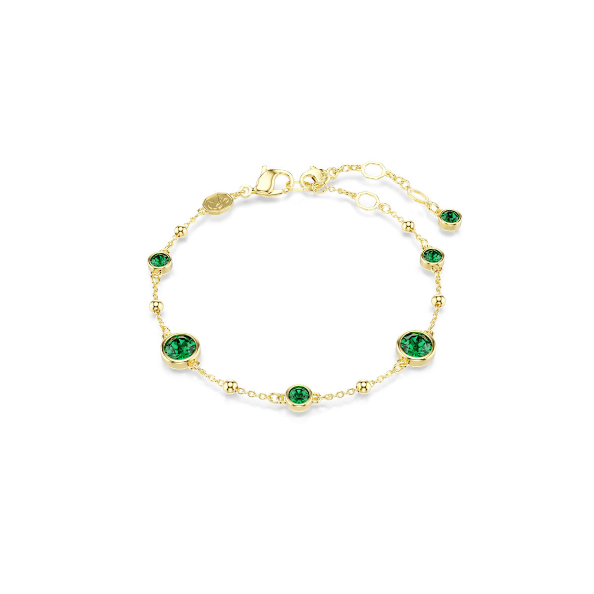Imber bracelet, Round cut, Green, Gold-tone plated