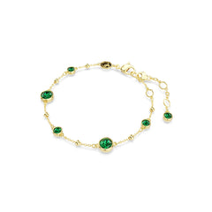 Imber bracelet, Round cut, Green, Gold-tone plated