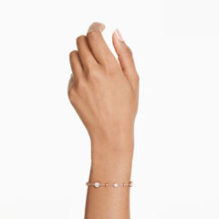Imber bracelet Round cut, White, Rose gold-tone plated