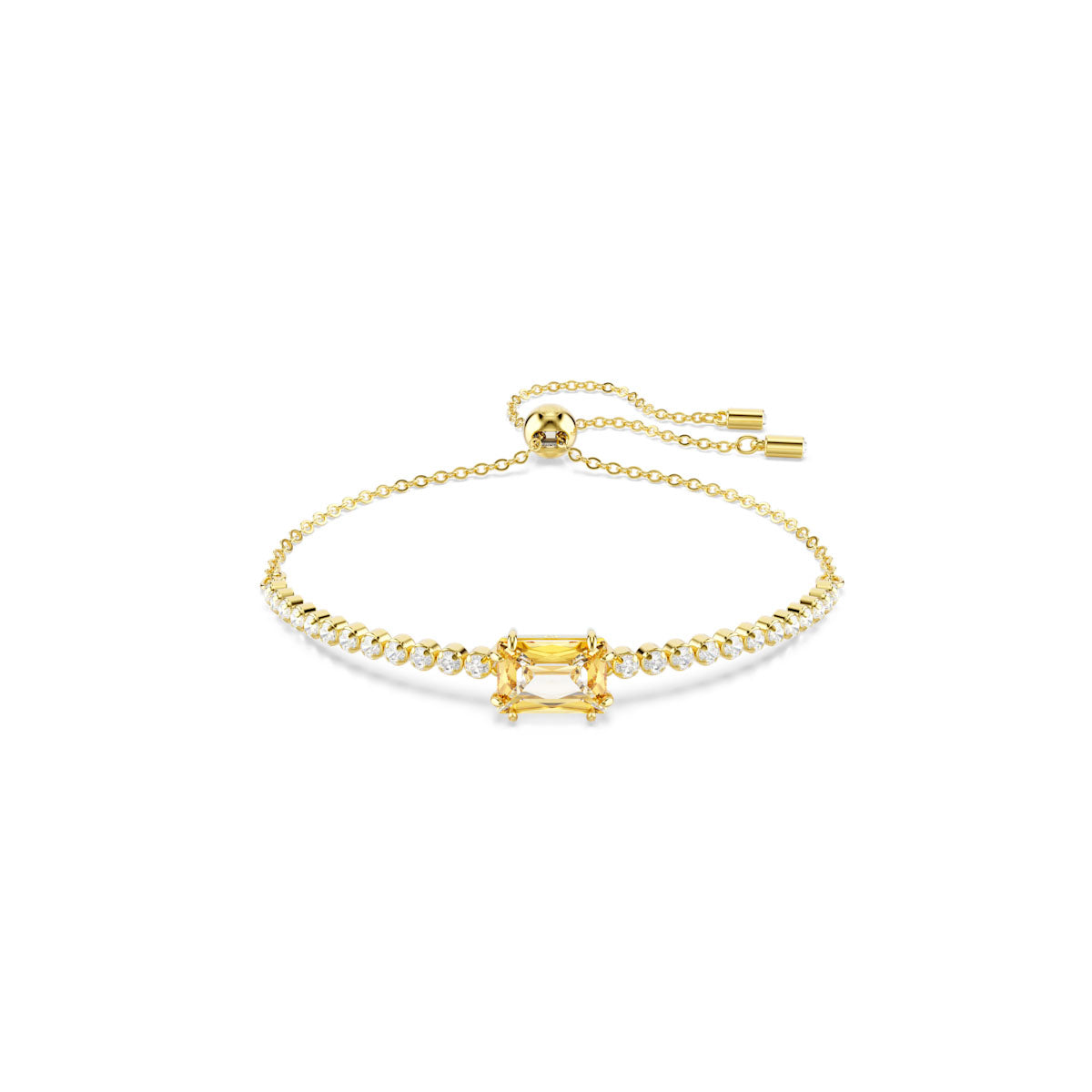 Matrix Tennis bracelet, Mixed cuts, Caramel, Gold-tone plated