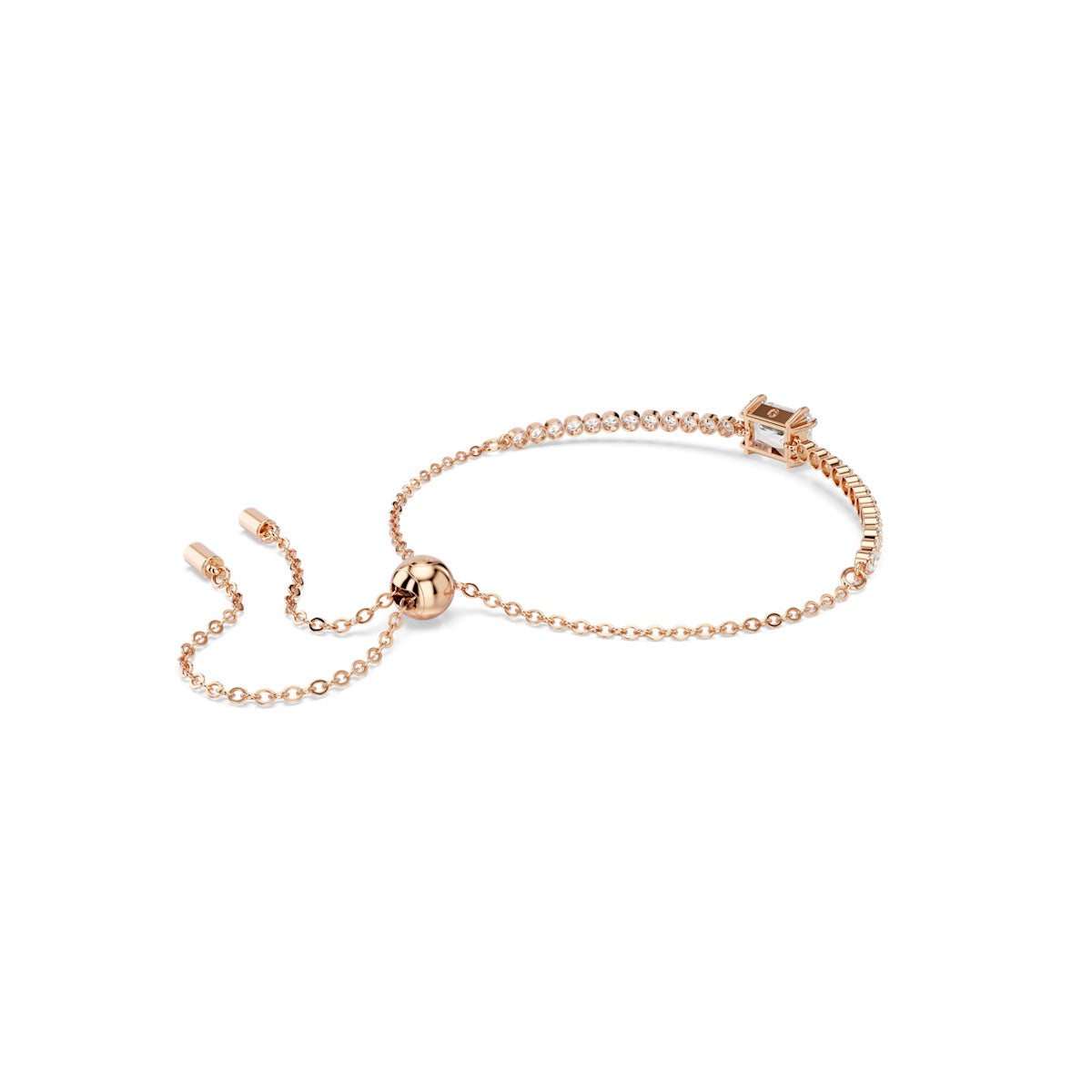 Matrix Tennis bracelet, Mixed cuts, White, Rose gold-tone plated