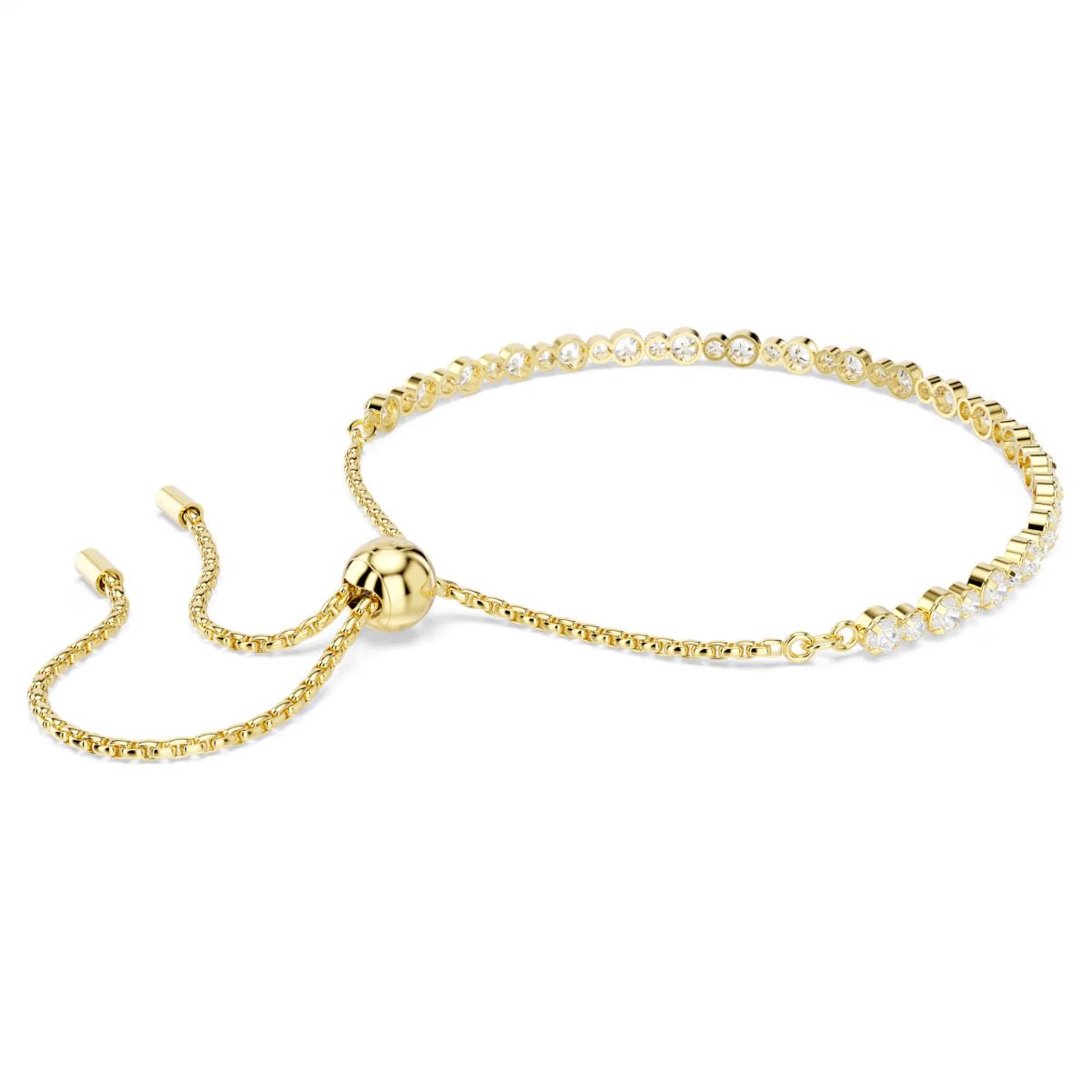 Matrix Tennis bracelet Round cut, White, Gold-tone plated