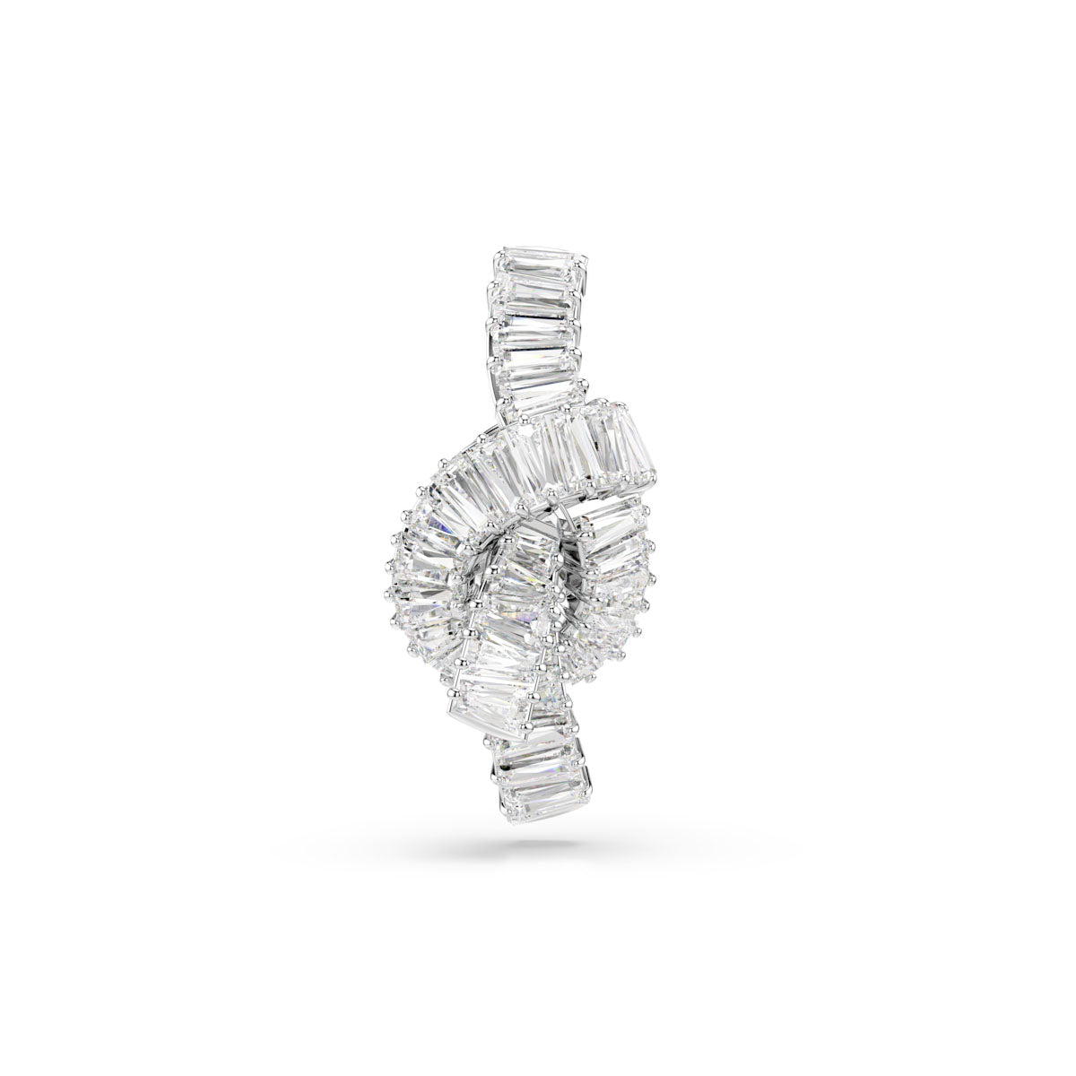 Matrix tack pin, Baguette cut, Knot, White, Rhodium plated