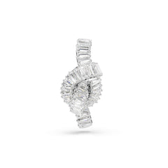 Matrix tack pin, Baguette cut, Knot, White, Rhodium plated