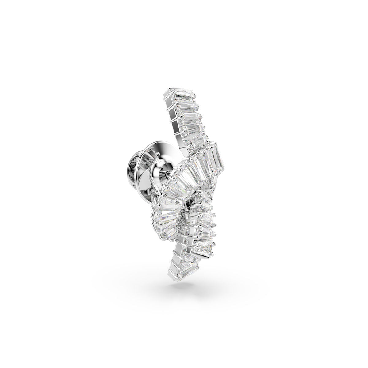 Matrix tack pin, Baguette cut, Knot, White, Rhodium plated