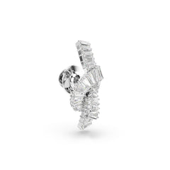Matrix tack pin, Baguette cut, Knot, White, Rhodium plated