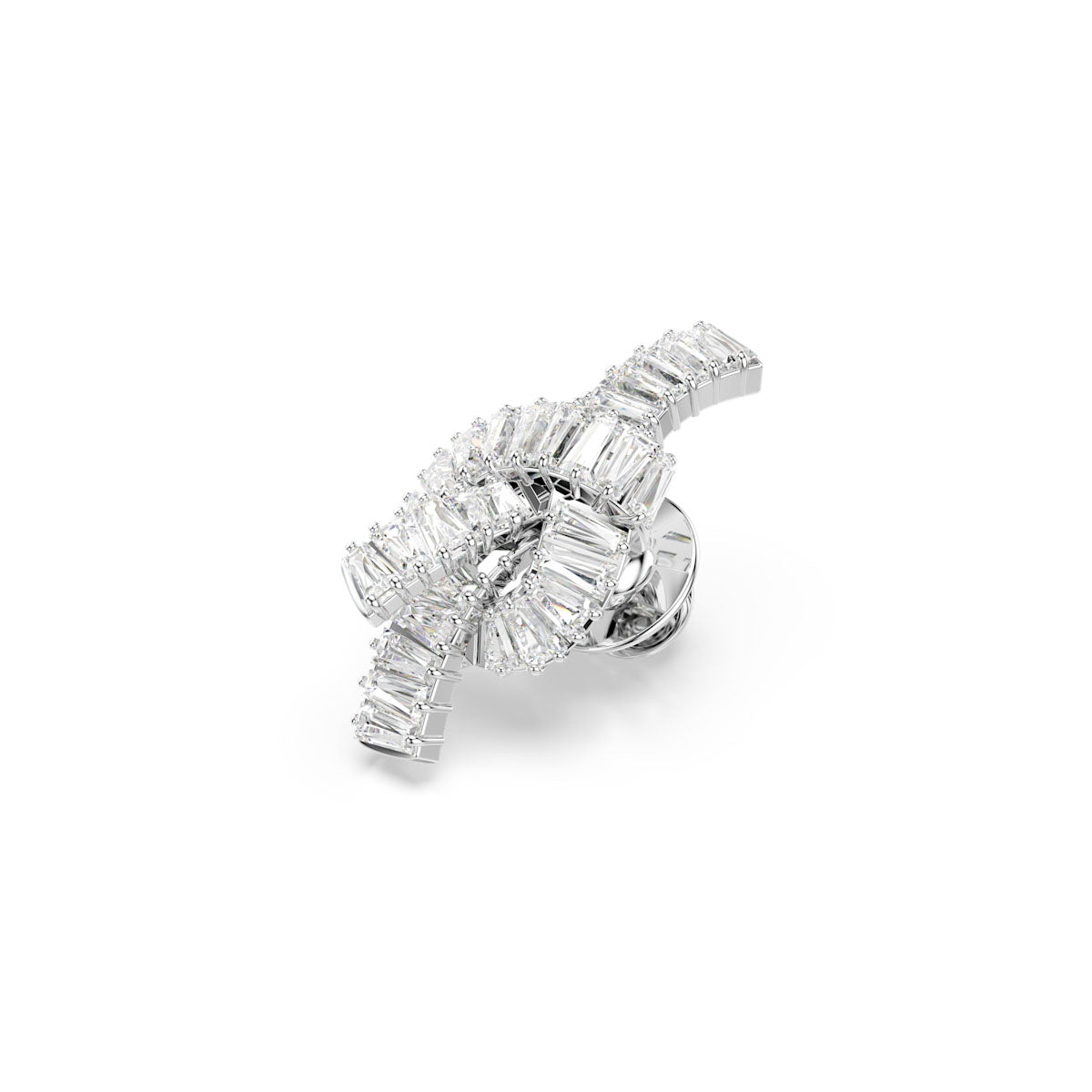 Matrix tack pin, Baguette cut, Knot, White, Rhodium plated