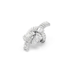 Matrix tack pin, Baguette cut, Knot, White, Rhodium plated