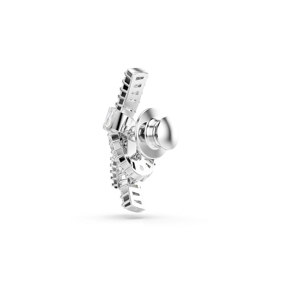 Matrix tack pin, Baguette cut, Knot, White, Rhodium plated