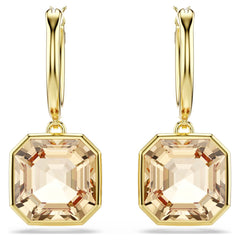 Millenia drop earrings Square cut, Caramel, Gold-tone plated