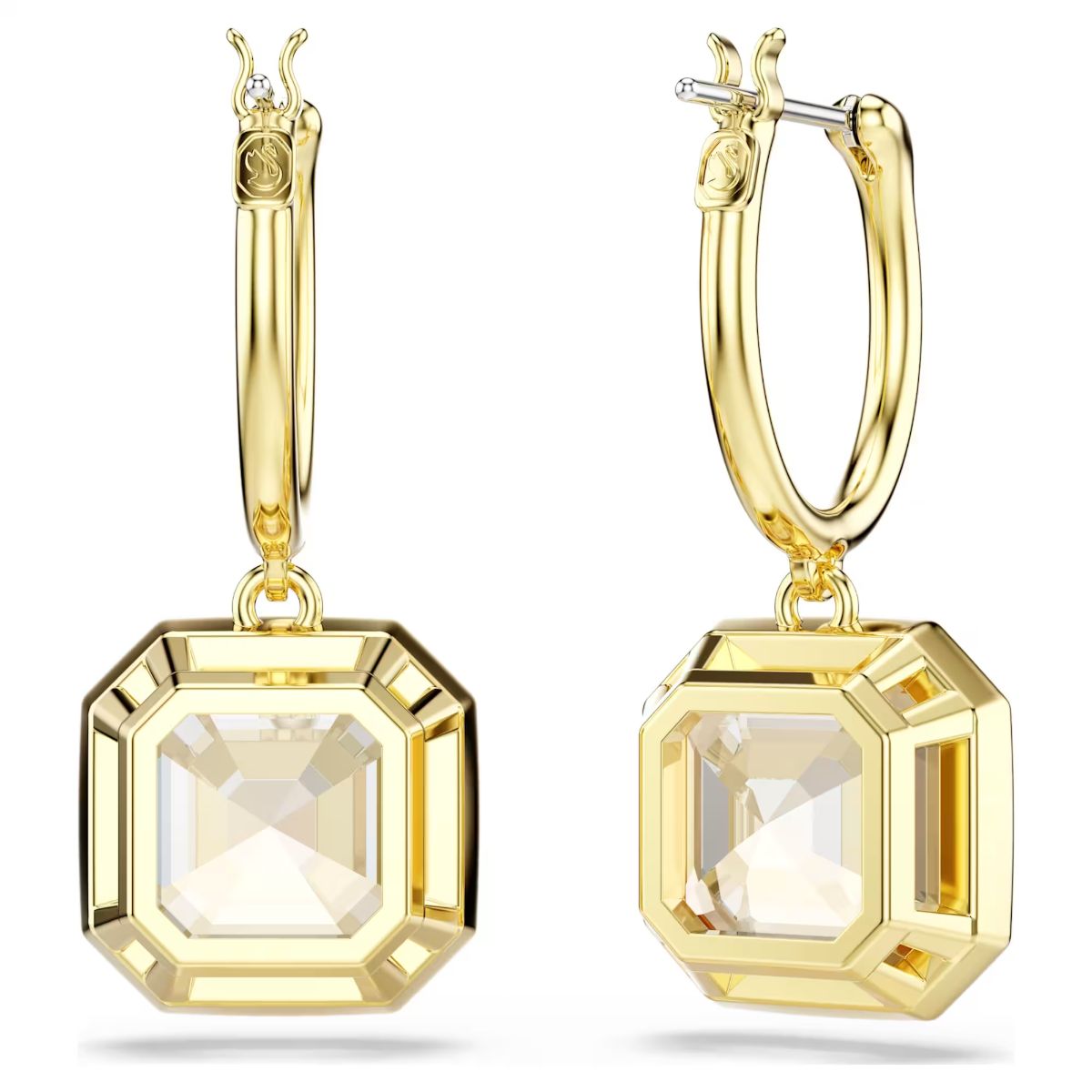 Millenia drop earrings Square cut, Caramel, Gold-tone plated