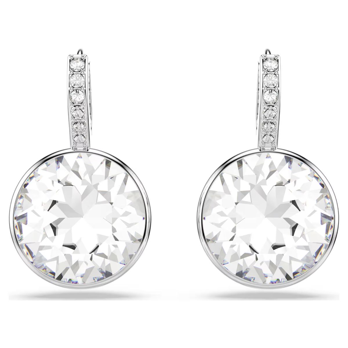 Millenia drop earrings Round cut, White, Rhodium plated