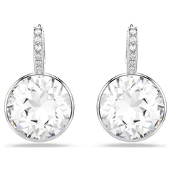 Millenia drop earrings Round cut, White, Rhodium plated
