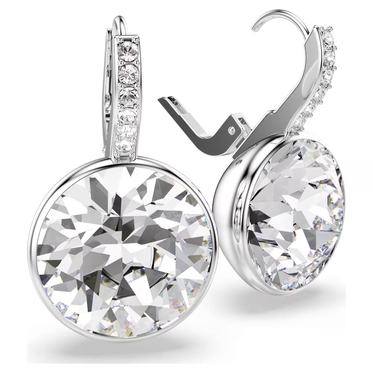 Millenia drop earrings Round cut, White, Rhodium plated