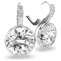Millenia drop earrings Round cut, White, Rhodium plated