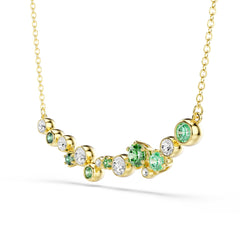 Constella necklace, Mixed cuts, Green, Gold-tone plated