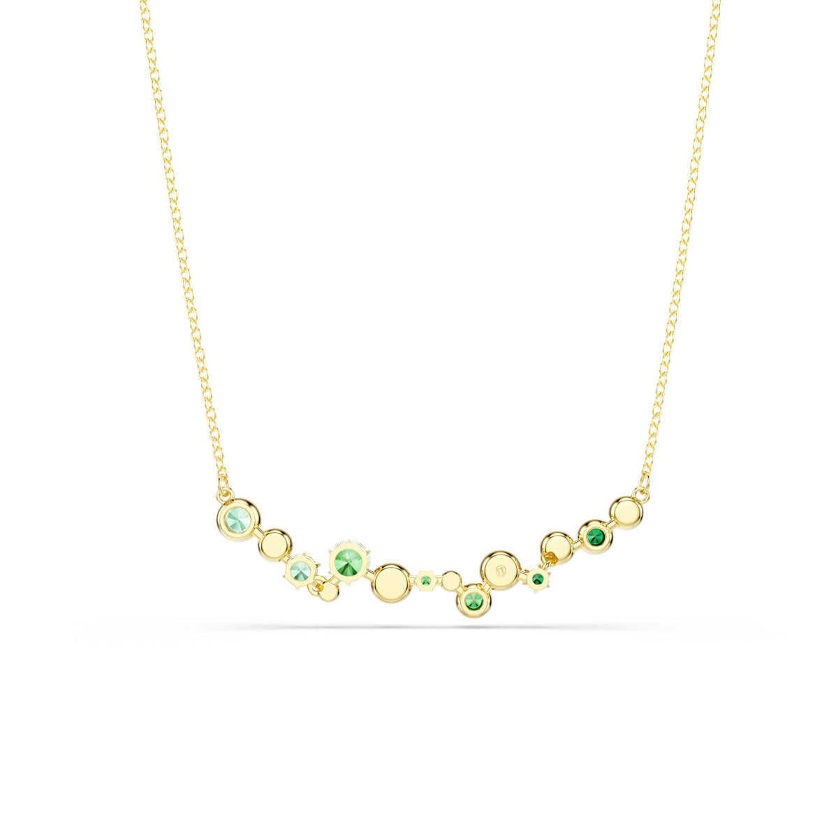 Constella necklace, Mixed cuts, Green, Gold-tone plated