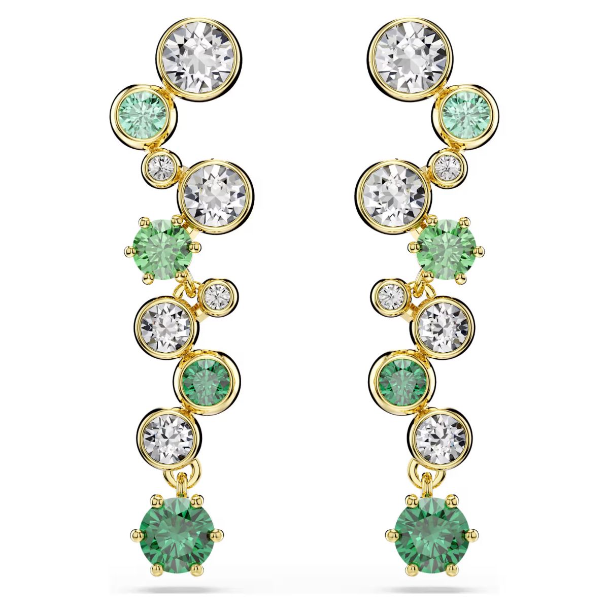 Constella drop earrings Mixed cuts, Green, Gold-tone plated