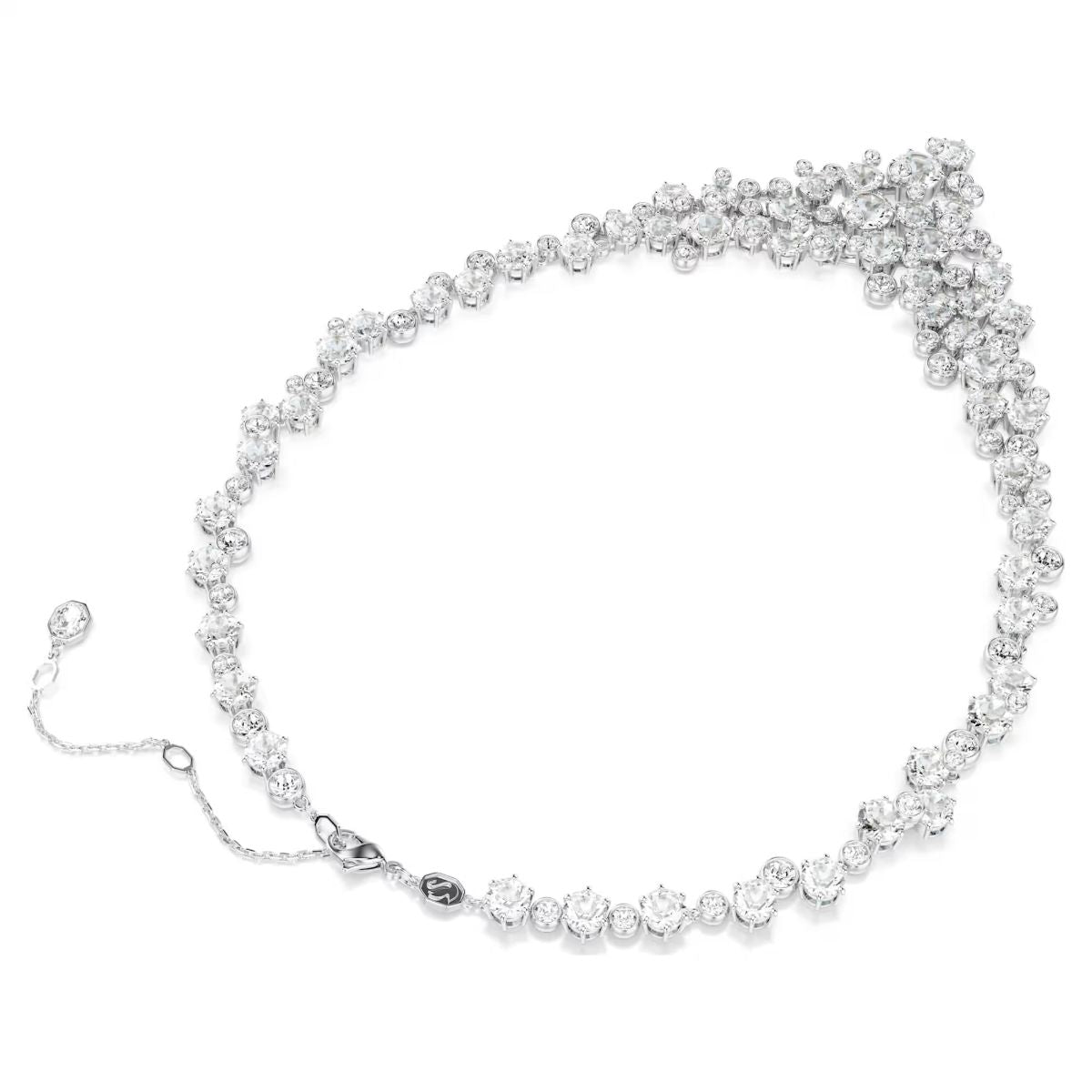 Constella necklace Mixed cuts, Clasp, White, Rhodium plated