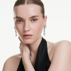 Constella drop earrings Mixed cuts, White, Rhodium plated