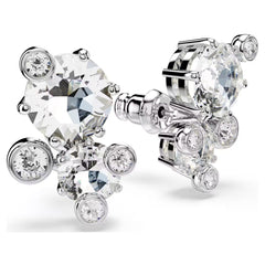Constella stud earrings Round cut, White, Rhodium plated