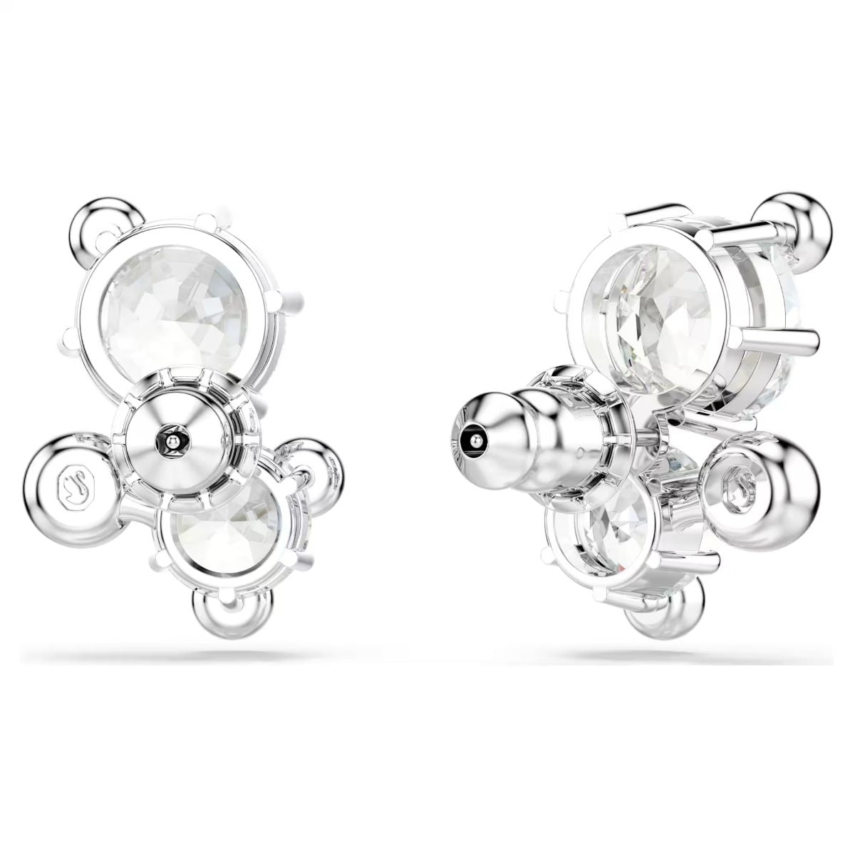 Constella stud earrings Round cut, White, Rhodium plated
