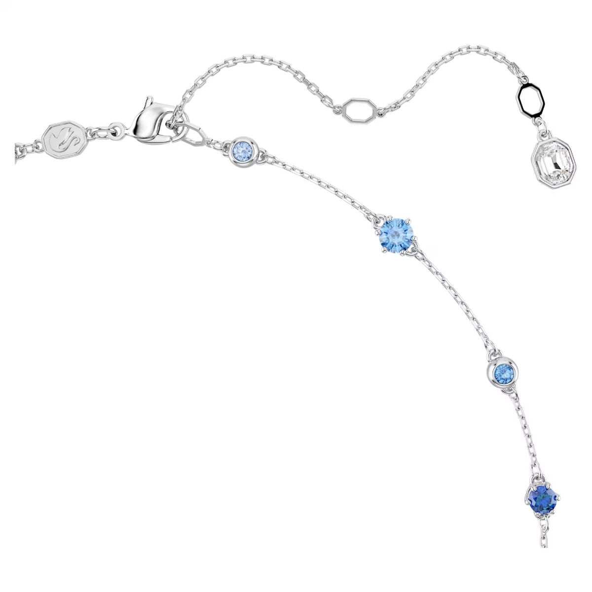 Constella necklace Mixed cuts, Blue, Rhodium plated