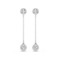 Una Angelic drop earrings, Round cut, White, Rhodium plated
