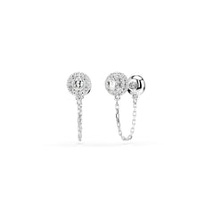 Una Angelic drop earrings, Round cut, White, Rhodium plated