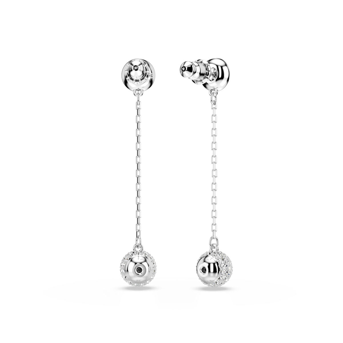 Una Angelic drop earrings, Round cut, White, Rhodium plated