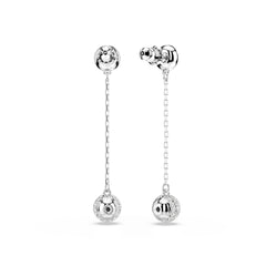 Una Angelic drop earrings, Round cut, White, Rhodium plated