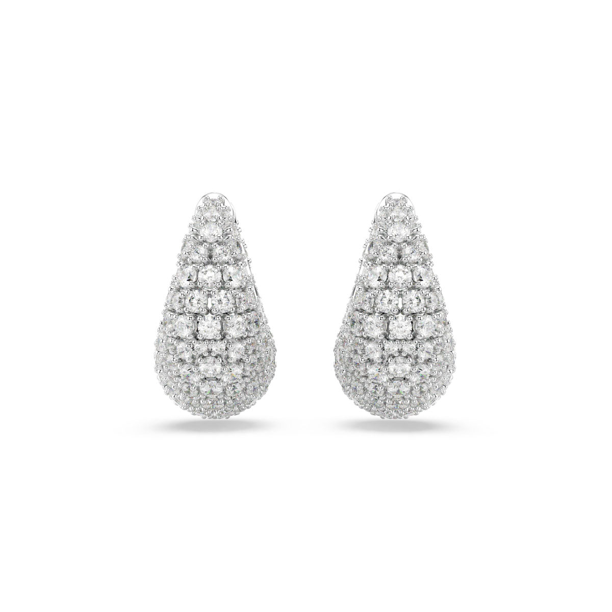 Sublima earrings, Large, White, Rhodium plated