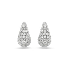 Sublima earrings, Large, White, Rhodium plated