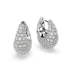 Sublima earrings, Large, White, Rhodium plated
