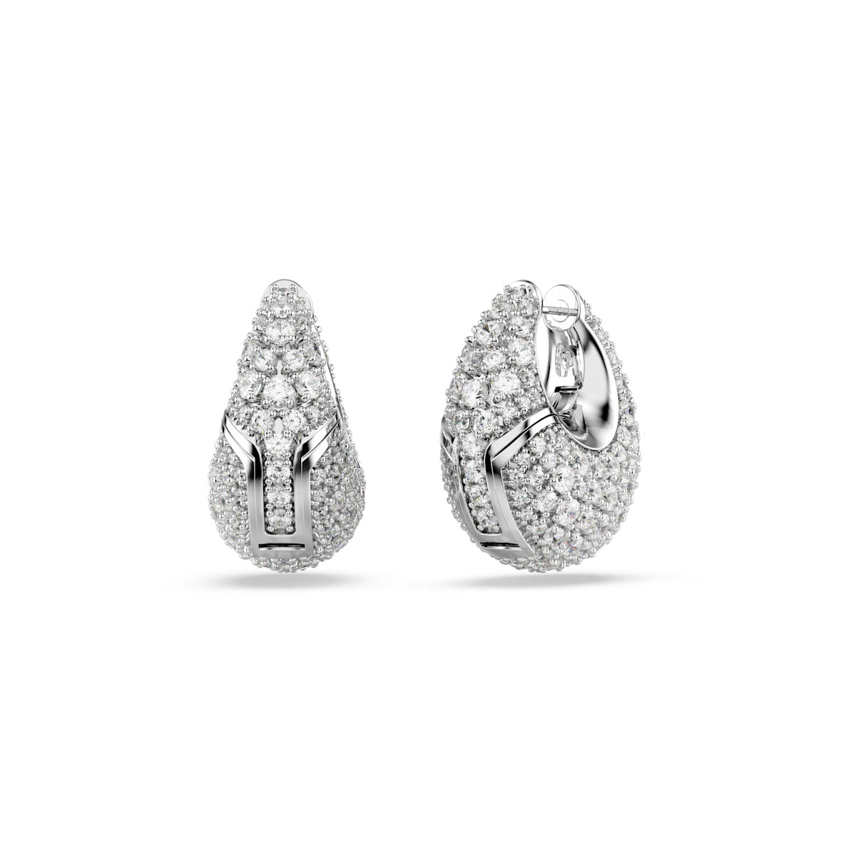 Sublima earrings, Large, White, Rhodium plated