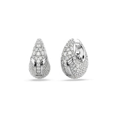 Sublima earrings, Large, White, Rhodium plated