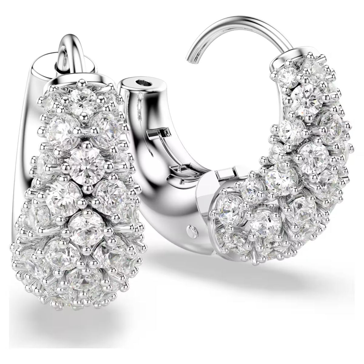 Sublima earrings White, Rhodium plated