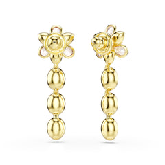 Idyllia drop earrings, Mixed cuts, Flower, Multicolored, Gold-tone plated