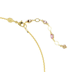 Idyllia necklace, Mixed cuts, Flower, Multicolored, Gold-tone plated